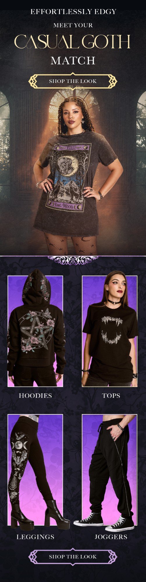 Midnight Hour email: meet your Casual Goth match, with a hero look and four shop-by-category tiles