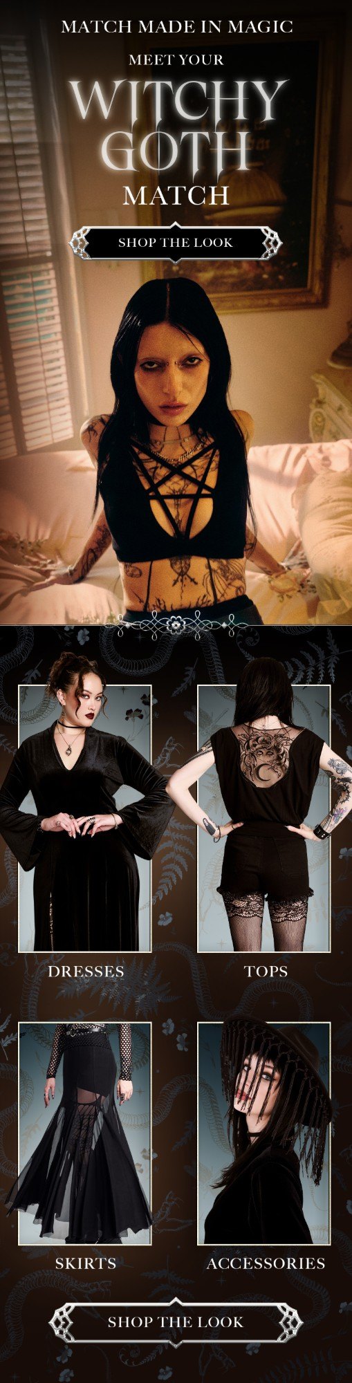 Midnight Hour email: meet your Witchy Goth match, with a hero look and four shop-by-category tiles