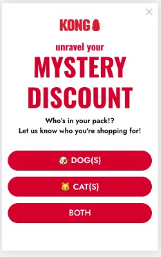 The same KONG pop-up on mobile