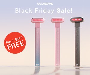 Solawave Black Friday Sale ad showing three wands: buy 1, get 1 free