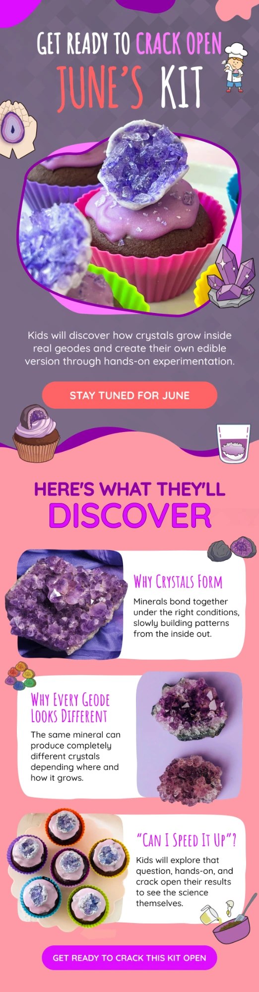 I'm The Chef Too! email. June's geode kit: why crystals form and why every geode looks different