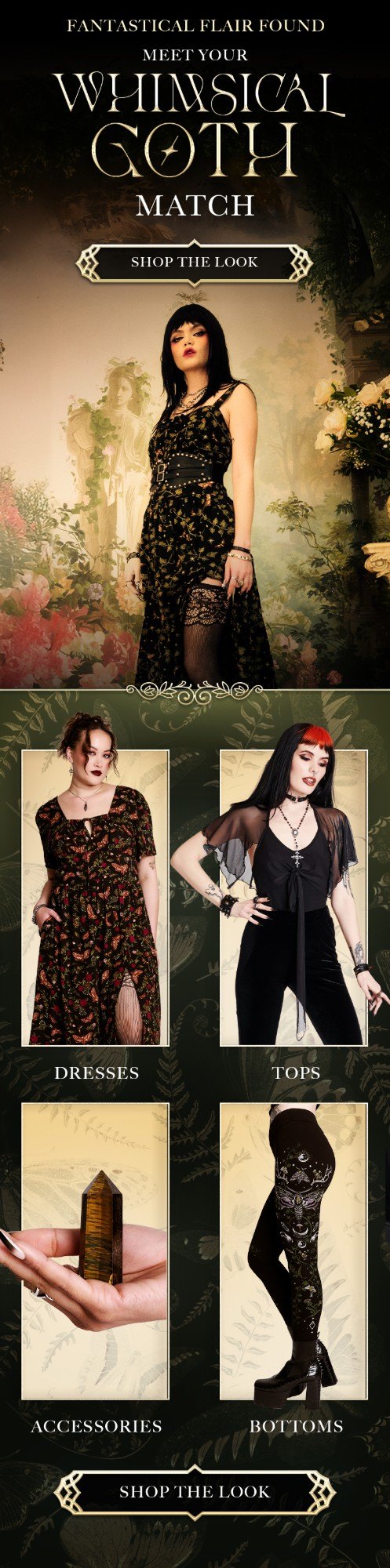 Midnight Hour email: meet your Whimsy Goth match, with a hero look and four shop-by-category tiles